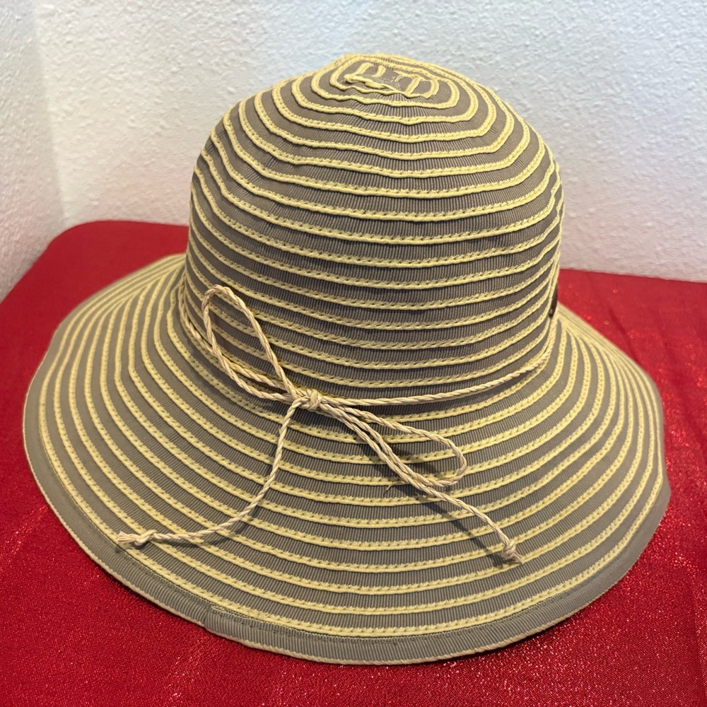 Sun N Sand Striped Tan and Brown Women's Sun Hat UPF 50+